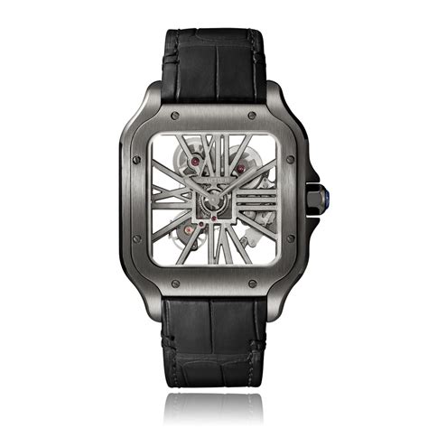 black cartier skeleton de santos.